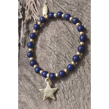 Hot Tomato Starry One Bracelet In Gold And Lapis