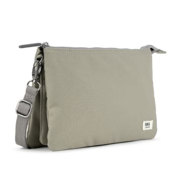 Roka London Cross Body Shoulder Bag Carnaby Xl Recycled Repurposed Sustainable Canvas In Coriander