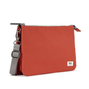 Roka London Cross Body Shoulder Bag Carnaby Xl Recycled Repurposed Sustainable Canvas In Rooibos