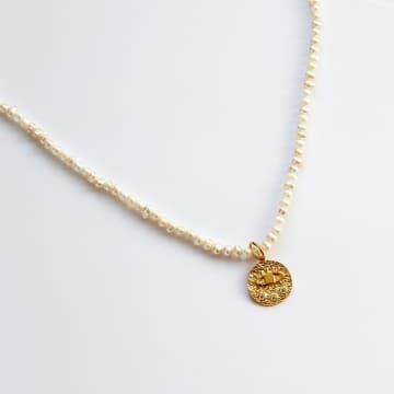 Hermina Athens Pearl Necklace With Kressida Mini Charm In Gold