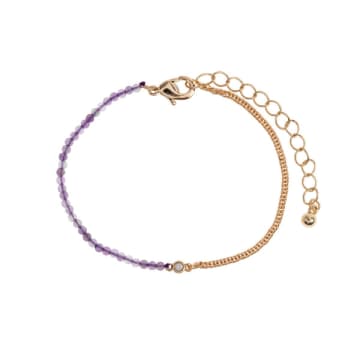 Timi Isa Bead And Crystal Chain Violet Amethyst Bracelet In Purple