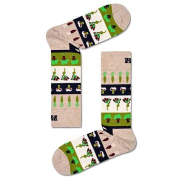 Happy Socks - Veggie Stripe Socks In Beige P000135 In Neturals