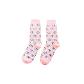 Coucou Suzette Glitter Eye Socks In Pink
