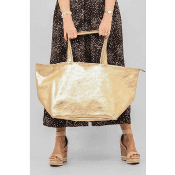 Msh Gold Large Leather Weekend Bag