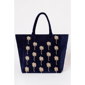 Elizabeth Scarlett Gold Palm Velvet Tote Bag