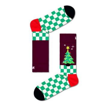 Happy Socks - Christmas Tree Socks P000262 In Green
