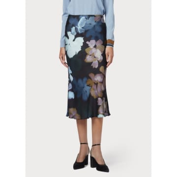 Paul Smith Natures Floral Slim Skirt Size: 14, Col: Navy In Blue