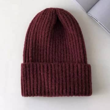 Curiouser Collection Maroon Beanie Hat In Burgundy