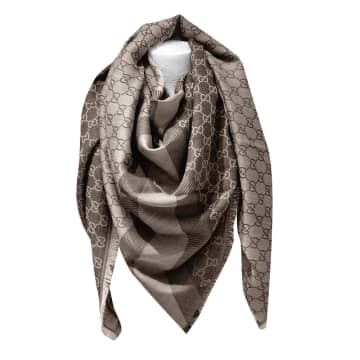 Gucci Ssima Scarf Made Of Soft Wool And Silk In Brown/brown