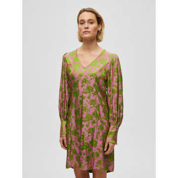 Lark London Selected/femme Jacquard Short Dress In Pink