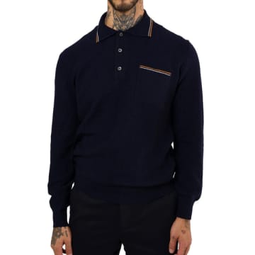 Circolo 1901 - Long Sleeve Knitted Polo Shirt In Dark Roma Blue Cn4200