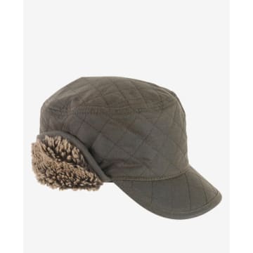 Barbour Olive Stanhope Wax Trapper Hat In Green