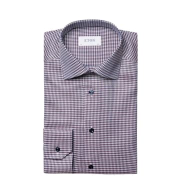 Eton Contemporary Fit Hounds Tooth Check Platter Shirt In Red