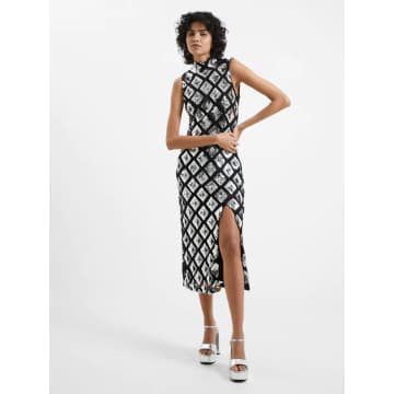 Shop French Connection Axel Embellished Dress-black/silver-71vbp
