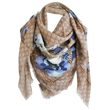 Gucci Ssima Scarf Made Of Soft Wool And Silk In Blue/blue