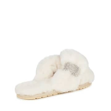 Silks Emu Mayberry Crystal Slipper In Natural In White