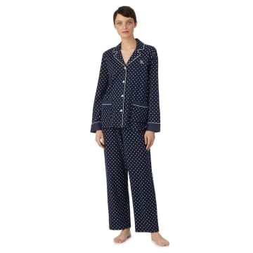 Ralph Lauren Navy Dots Pyjamas In Blue