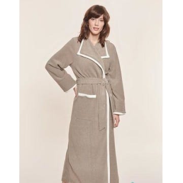 Féraud Long Tie Round Robe In Taupe In Brown