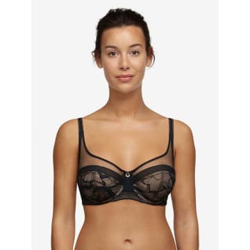 Chantelle 11m1 True Lace Very Covering Underwired Bra In Black