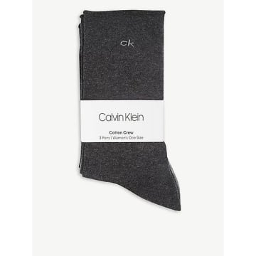 Calvin Klein 3 Pack Roll Top Socks In Black/grey