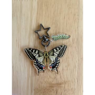Ferne Creative Swallowtail Butterfly And Caterpillar Keyring