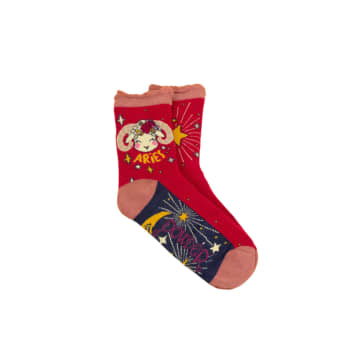 Powder Designs Aries Zodiac Socks From  In Red