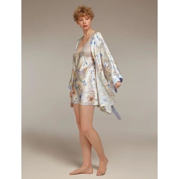 Bonjour Madame 1305 Nightgown And Dressing Gown In Blue Floral