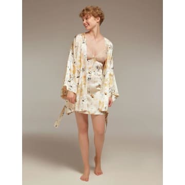 Bonjour Madame 1339 Nightgown And Robe In Gold Floral