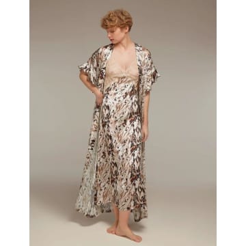 Bonjour Madame 1322 Nightgown And Robe In Taupe Print