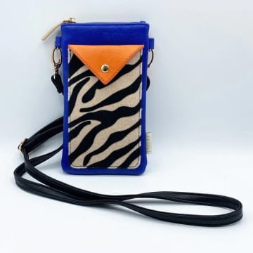 House Of Disaster Blue Zebra Animal Print Phone Bag