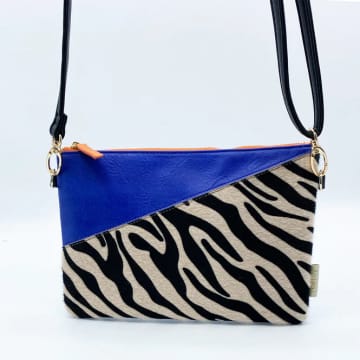 House Of Disaster Blue Zebra Animal Print Clutch Bag