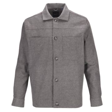 Guide London Brushed Cotton Twill Overshirt In Grey