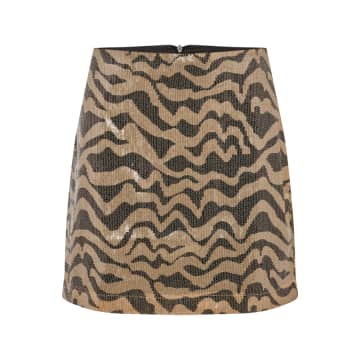 Soaked In Luxury Slsusie Short Skirt | Gold Animal Sequins