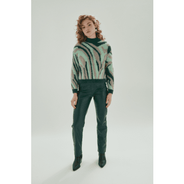 24 Colours Moss Leather Pants In Green