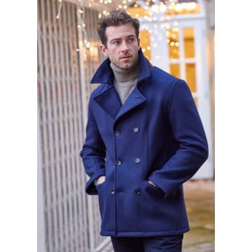 Alan Paine Navy Ewan Double Breasted Jacket In Blue