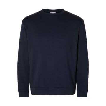 Selected Homme Menswear Soft Crew Neck Navy Sweater In Blue