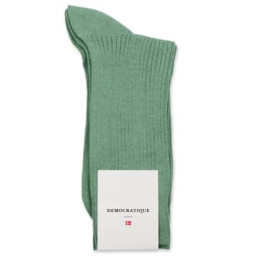 Democratique Socks Men's Fine Rib Organic Cotton Socks | Soft Green