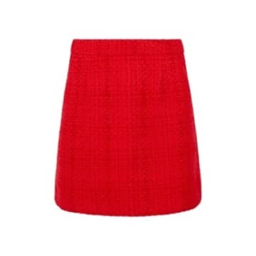 FRENCH CONNECTION AZZURRA TWEED MINI SKIRT IN ROYAL SCARLET