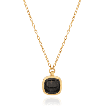 Anna Beck Small Hypersthene Cushion Necklace In Gold