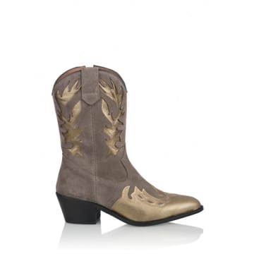 Dwrs Bella Suede Western Boots In Gray