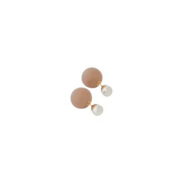 Chalk Double Ball Earrings In Mocha/pearl In Brown