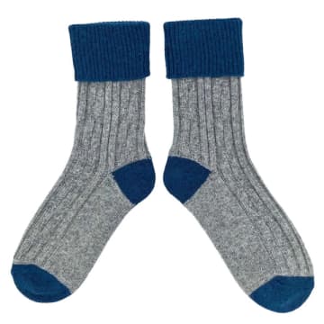 Catherine Tough Grey & Teal Cashmere Blend Slouch Socks