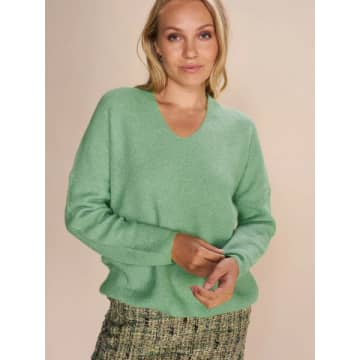 Mos Mosh Thora V Neck Sweater In Green