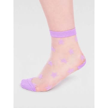 Lark London Thought Women's Astra Star Mesh Socks In Purple