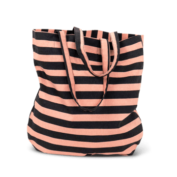 Afroart Randa Striped Cotton Tote Bag, Black & Pink