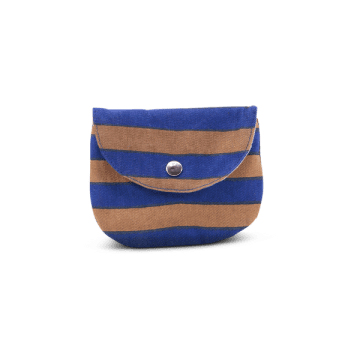 Afroart Randa Striped Cotton Purse, Blue & Tan