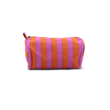 Afroart Orange And Purple Randa Striped Cotton Toiletry Bag