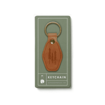 Ruff House Evergreen Trees Leather Keychain From Print Shop In Green