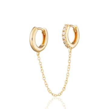 Scream Pretty Chain Linked Mismatched Huggie Earrings In Gold