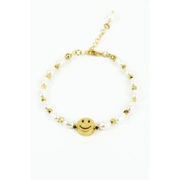 My Doris Pearl And Gold Happy Face Bracelet